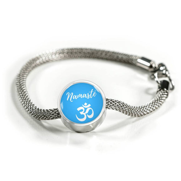 Pulsera y Charm - Namaste Om Azul