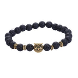 Volcanic Bracelet Owl Bracelet Gold Bracelet Lava Stone Bead Bracelets