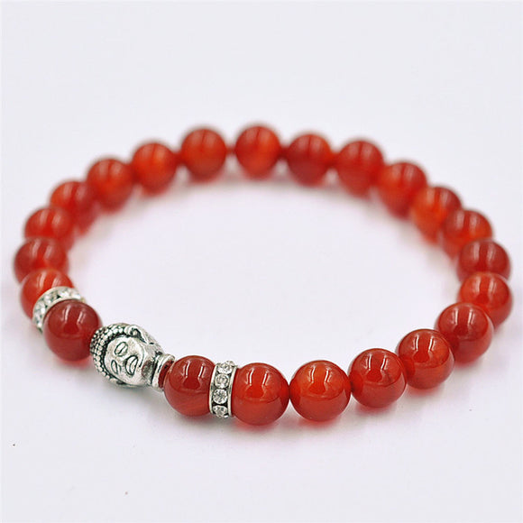 Bracelet Silver Buddha Elastic Beaded Bracelet Tibet Charm Bracelets RD