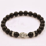 Bracelet Silver Buddha Elastic Beaded Bracelet Tibet Charm Bracelets BK