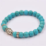 Bracelet Silver Buddha Elastic Beaded Bracelet Tibet Charm Bracelets BK